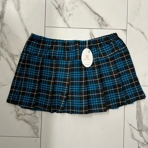 Blue plaid mini school skirt NWT